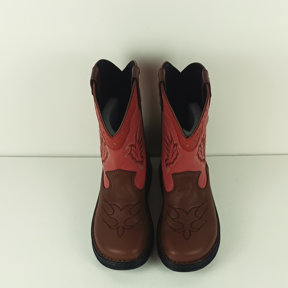 Brown and Red Women's Combat Boots